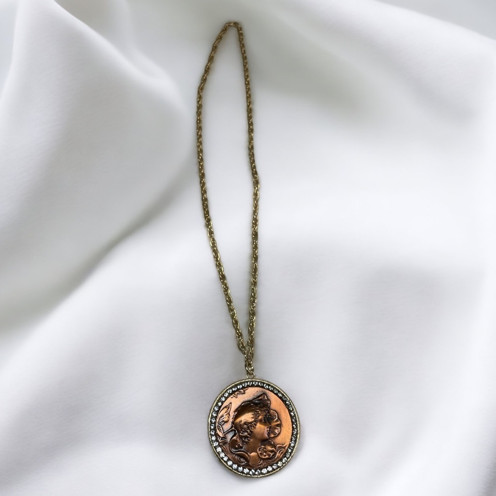 Vintage Reversible Watch Pendant Two Tone Necklace